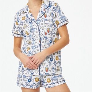 Roller Rabbit Blue and White Pajama Set with Playful Print